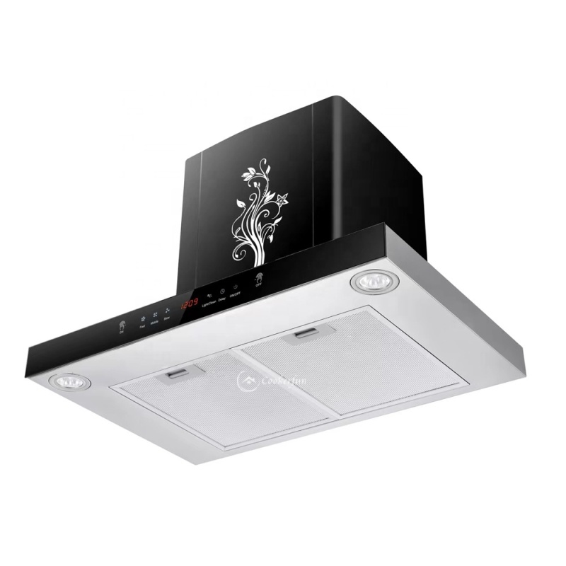 900mm Titanium Cold Plate Chimney Remote Control Auto Clean Kitchen Chimney Range Hood Extractor Hood