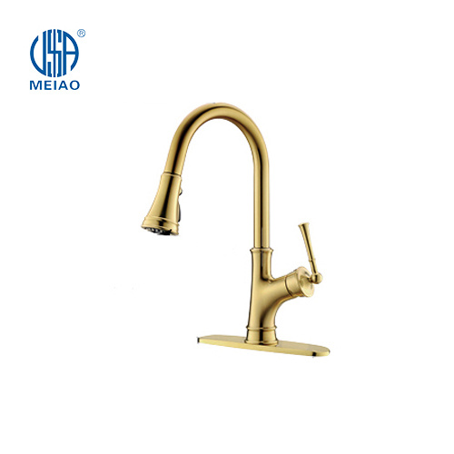 Brass Bathroom Faucets Stainless Steel Faucet Golden Finish Modern Design Supplier