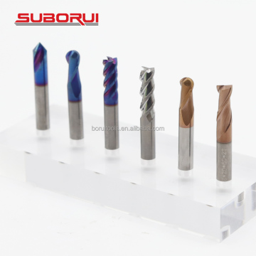 SUBORUI HRC55 CNC Solid Carbide End Mills for Metal - 2, 3, 4 Flute Inner Corner Radius Ball End Milling Cutters