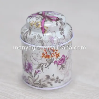 Bowknot Purple Flower Pastoralism Styles Tea Storage Box Tin Candy Coin Case Christmas Metal