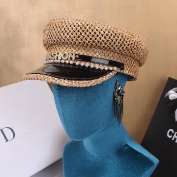 Fashion sun visor with pearl design hats caps