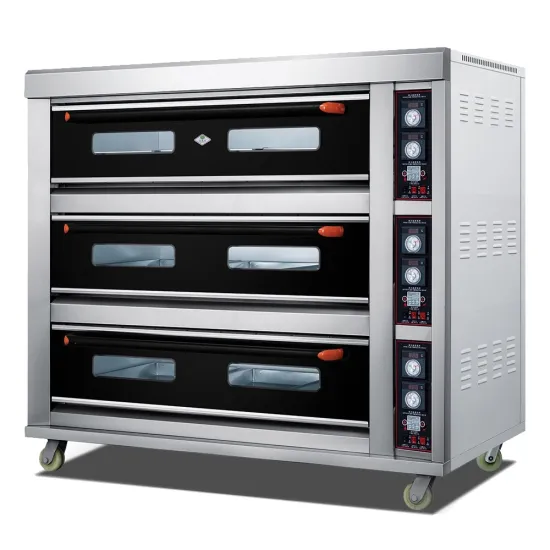 Bakery Bread Making Machines Automatic Triple Deck Baking Oven 3 Deck 9 Trays Pizza Oven with Stone High Temperature Pizza Ovens