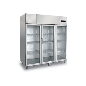 Luxury Stainless Steel 3 Doors Commercial Upright Display Freezer