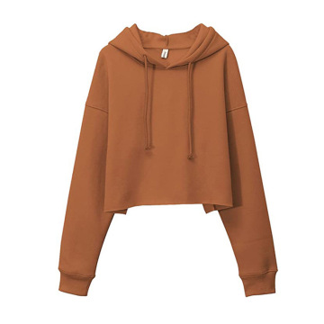Cotton Polyester Custom Logo Print Women's Pullover Fleece Crop Top Hoodies