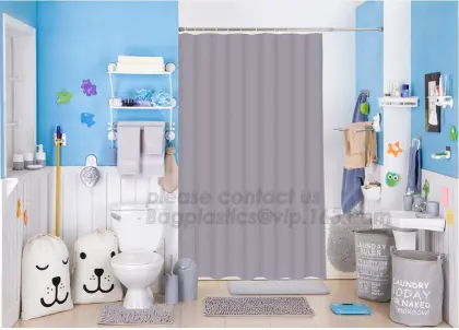 Plastic Waterproof Transparent Shower Curtain Bathroom Curtain Home Decoration With 12pcs Hooks, Shower Curtain Liner