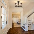 Black and Gold Semi Flush Mount Ceiling Lamp