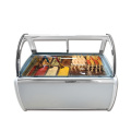 Commercial Curved Glass Ice Cream Display Showcase Freezer