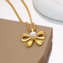 Titanium Steel Non-Fading Bow Fashionable Versatile Necklace