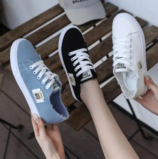 White Women's Canvas Wedge Shoes: Stylish and Comfortable Footwear for Women