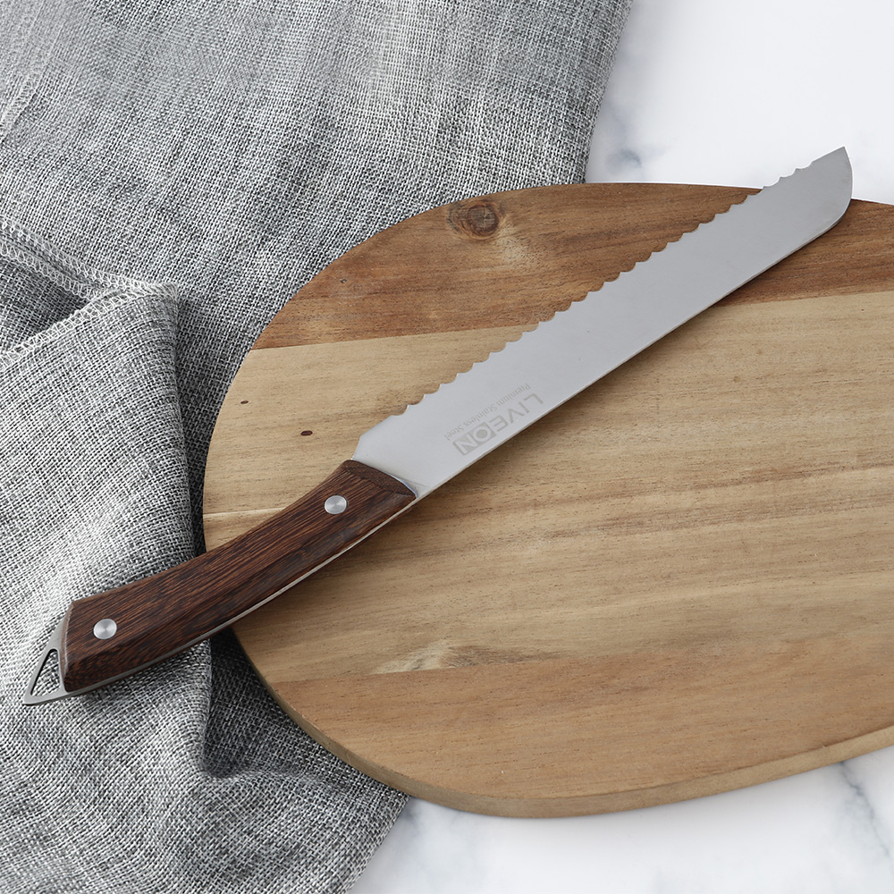 8 INCH BREAD KNIFE with WOOD HANDLE