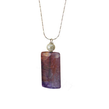 Natural Gemstone Agate Necklace with Silver Chain