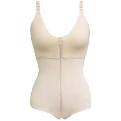 Plus Size Postpartum Body Shaper with Tummy Control and Zipper Closure