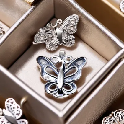 S925 Pure Silver Butterfly Button Accessories for Hanfu and Qipao
