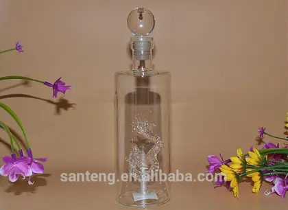 Borosilicate glass bottle, Built-in flying dragon straight 250 ml glass bottle