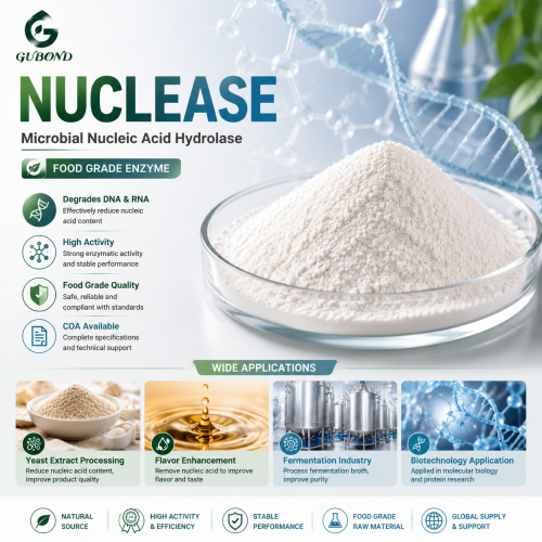 Polvo de enzima nucleasa para la producción de nucleótidos y procesamiento de extractos de levadura