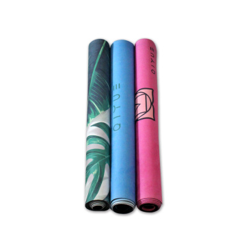 Custom branded logo screen printing travel suede yoga mat with custom printing eco suede yoga mat
