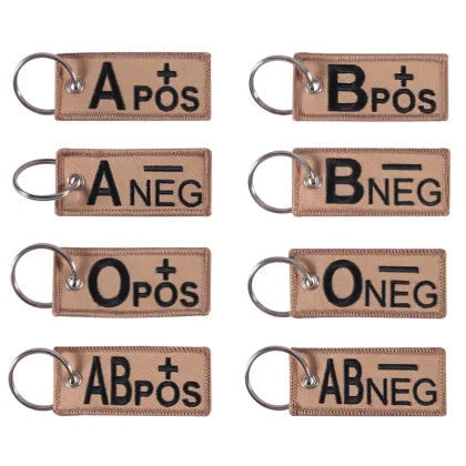 Fashion Blood Type Keychains Chapter A+B+AB+O - Front POS NEG Blood Type Group Tactical Keychain