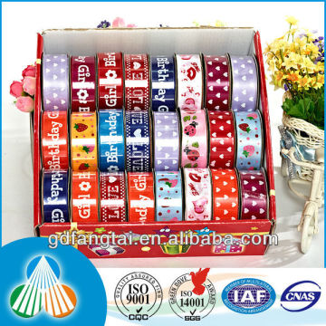 2.5cm colorful custom dot printed satin ribbon for packing and decoration
