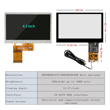 OEM High Resolution TFT LCD Module Display - Capacitive Touch Screen in Various Sizes