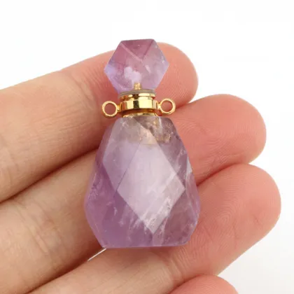 Gemstone Perfume Bottle Charm with Rose Quartz