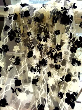 mesh flocking embroidery fabric