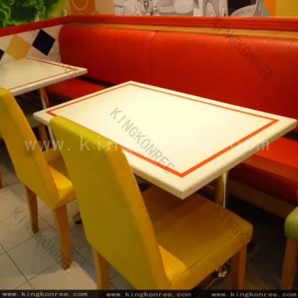 Composite Acrylic Staron Solid Surface Dinner Table Marble Table Tops 600*600 Mm