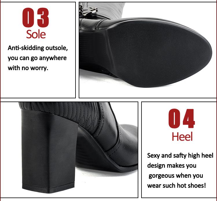 Leisure style women eather thick heel boots