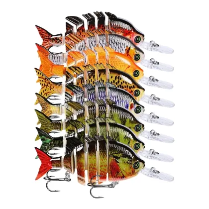 6 Segments Multi Jointed Topwater Life-Like Trout Swimbait and Hard Crankbaits for Sunfish
