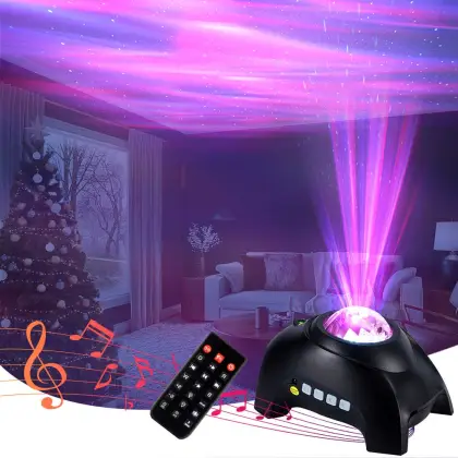 Music Aurora Projector Lamp: White Noise Star Galaxy Night Light for Bedroom