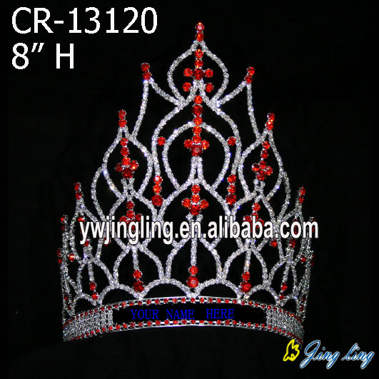 Red rhinestone pageant princess crowns for sale