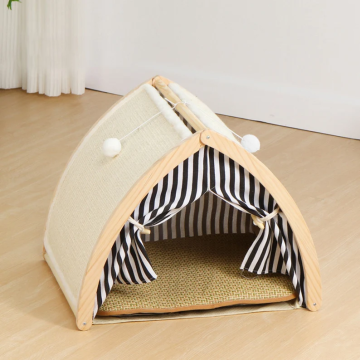 Foldable Cat Scratcher with Training Toy, Bed, and Cave