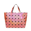 Laser women rhombic geometric folding magic cube big shoulder portable handbag women tote bag