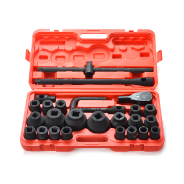 Heavy-duty hex socket head pneumatic sleeve combination auto repair tool set 26 sets
