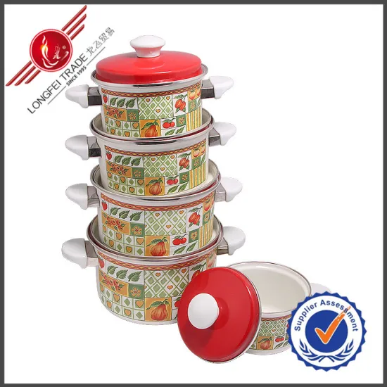 5 PCS Eco-Friendly Cast Iron Enamel Cookware Set with Lid