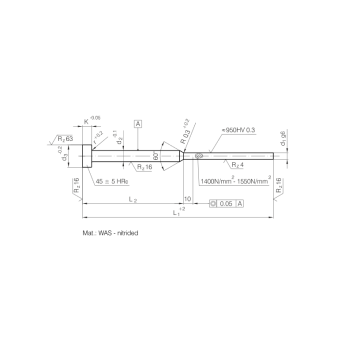 DIN1530 / ISO8694 Pin Pengurang Shank dengan Nitrided