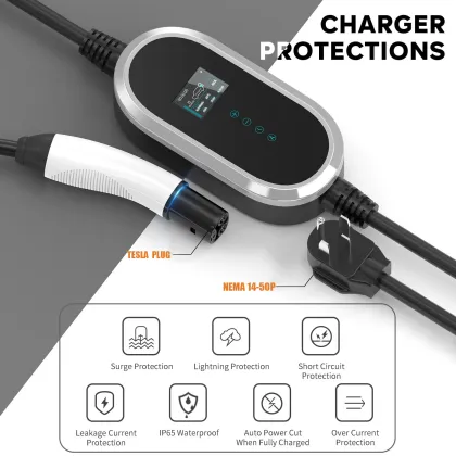 J1772 Electric Vehicle Portable Level 2 EV Charger - Tesla Mobile EV Charging Station