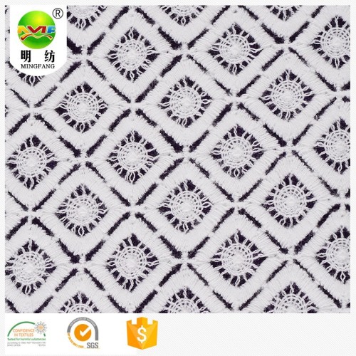 100% katun kain renda bordir untuk gaun