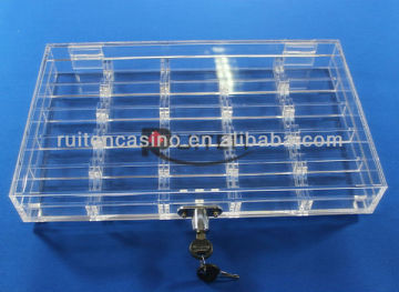 500pc Clear Acrylic chip tray with brass handle Casino Poker Chip Tray