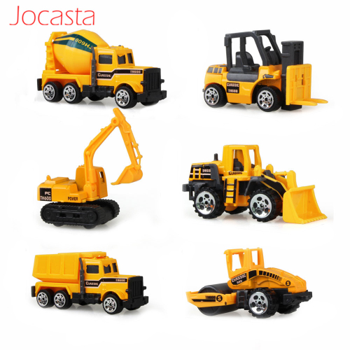 6 Type Mini Alloy Diecast Model Car Construction Vehicle Engineering Car Excavator Forklift Truck Toys Car for Boys Children