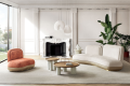 Coller en bois en bois blanc terrazzo pieds gris côté rond table basse de luxe moderne