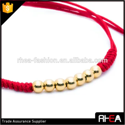 Red Rope Gold Bead Weave Bracelet,Fashion Knitted Bead Bracelet