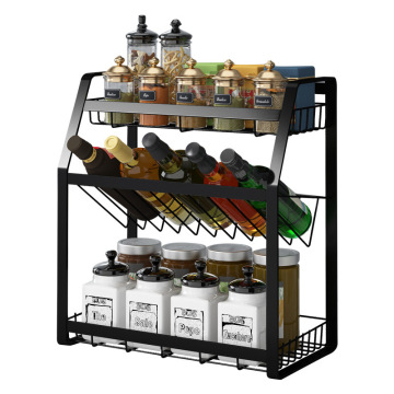 Organizzatore del rack di spezie in piedi in ferro di livello in metallo oler