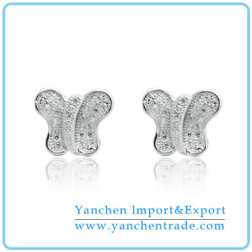 2014 Wholesale Unique Design Butterfly Shape Micro Paved Stud Earring