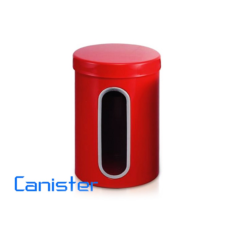 red carbon steel food canister