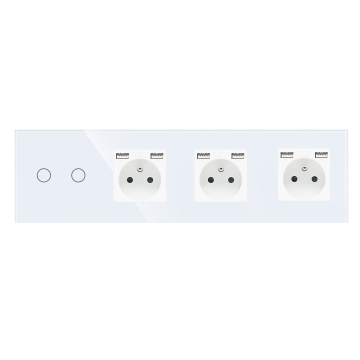 EU French Single Power Socket with Touch Switch and USB, Double, Triple, Quadruple Glass Wall Sockets 299*86mm