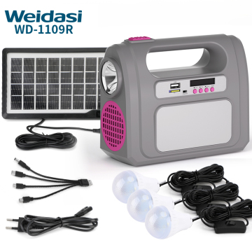 Outdoor Solar Energy System with 3 Lamps, Bulb, Solar Panel, and Power Storage Kit