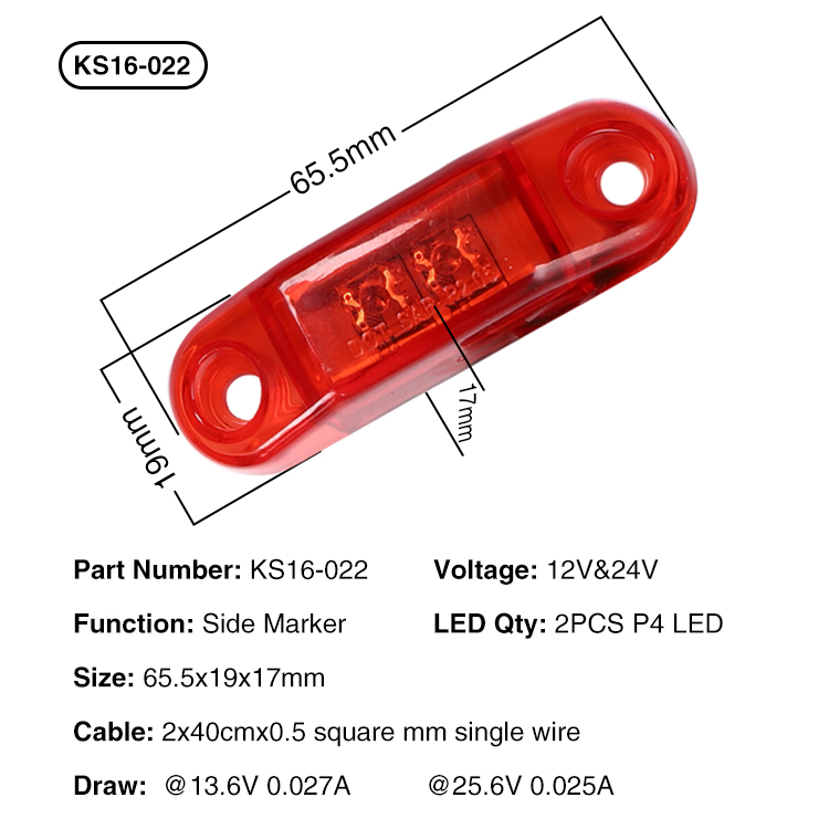 Marker Light Truck Bus Trailer Side Marker Clearance Indicators Red Amber Side Light for Vehicle3