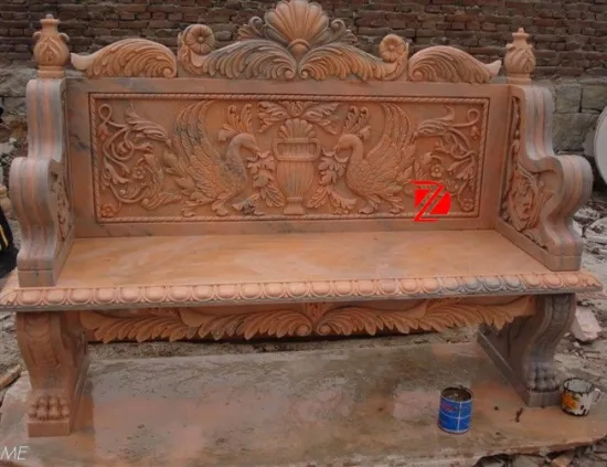 outdoor marble park bench with backrest