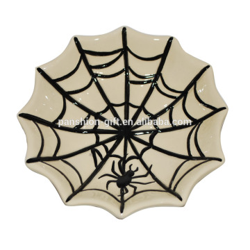 Halloween miniature ceramic home dish with spider