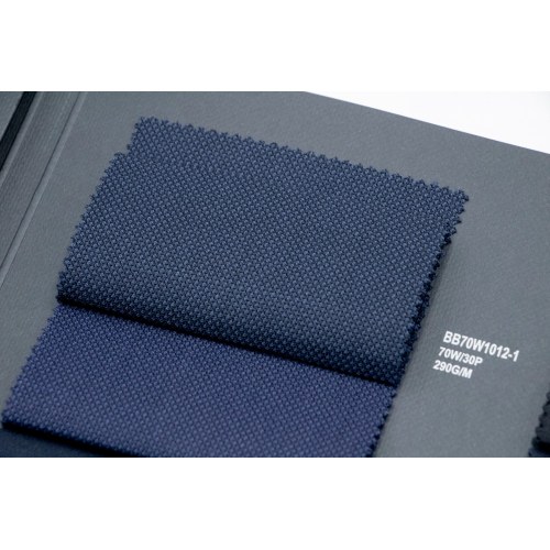 Navy Basketweave 70% Wool Fabric